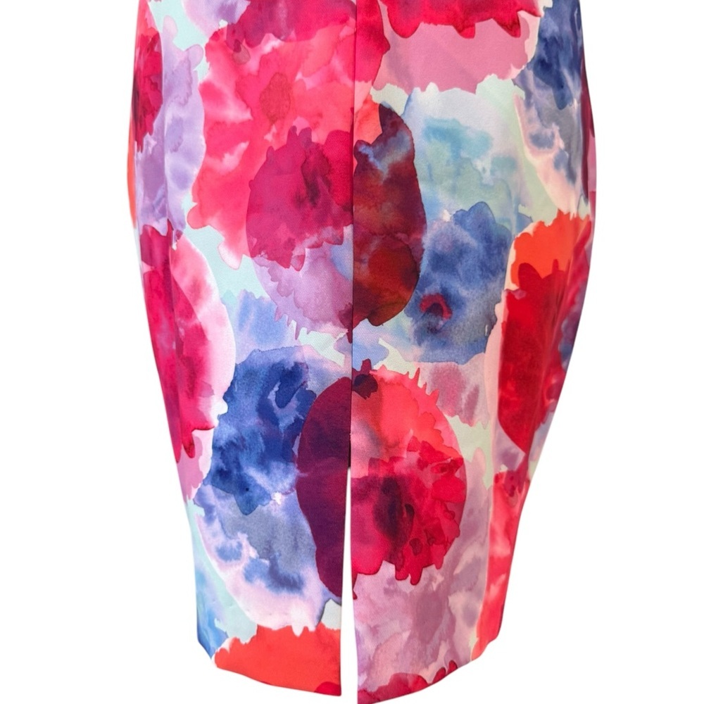 Trina Turk Delano Watercolor Floral Sleeveless Sheath Racerback Cocktail Size 12 - Picture 3 of 10